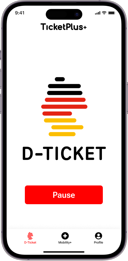 App Screen D-Ticket Pause Button TicketPlus+ Deutschland-Ticket